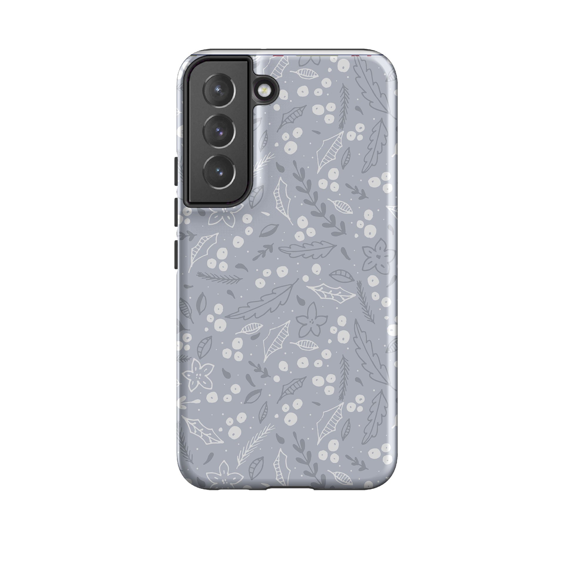 Samsung phone case-White Xmas-Product Details Raised bevel to protect screen from scratches. Impact resistant polycarbonate shell and shock absorbing inner TPU liner. Secure fit with design wrapping around side of the case and full access to ports. Compatible with Qi-standard wireless charging. Thickness 1/8 inch (3mm), weight 30g. Compatibility See drop down menu for options, please select the right case as we print to order.-Stringberry