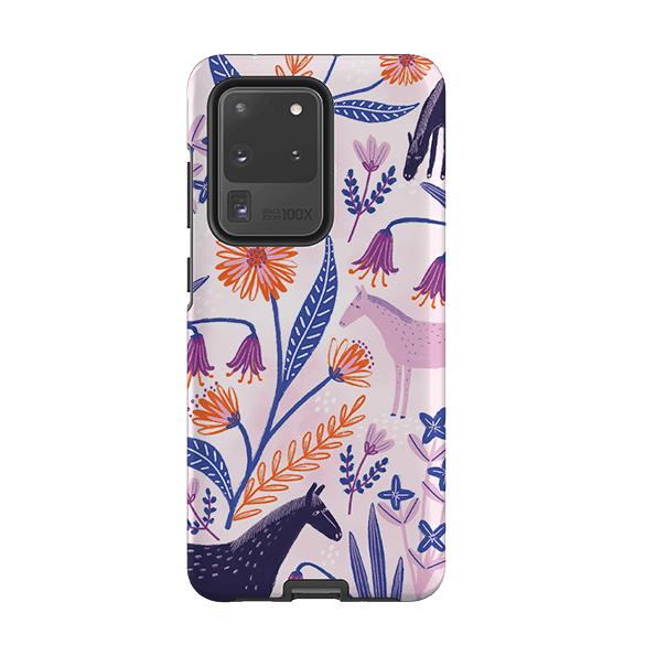 Samsung phone case-Wild Ponies Pink By Lee Foster Wilson-Product Details Raised bevel to protect screen from scratches. Impact resistant polycarbonate shell and shock absorbing inner TPU liner. Secure fit with design wrapping around side of the case and full access to ports. Compatible with Qi-standard wireless charging. Thickness 1/8 inch (3mm), weight 30g. Compatibility See drop down menu for options, please select the right case as we print to order.-Stringberry
