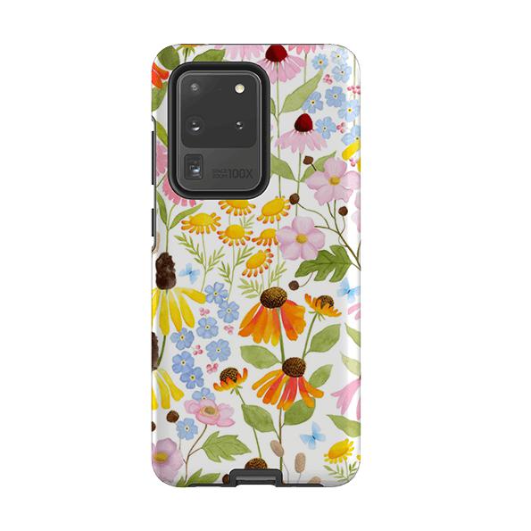 Samsung phone case-Wildflower Pattern By Bex Parkin-Product Details Raised bevel to protect screen from scratches. Impact resistant polycarbonate shell and shock absorbing inner TPU liner. Secure fit with design wrapping around side of the case and full access to ports. Compatible with Qi-standard wireless charging. Thickness 1/8 inch (3mm), weight 30g. Compatibility See drop down menu for options, please select the right case as we print to order.-Stringberry