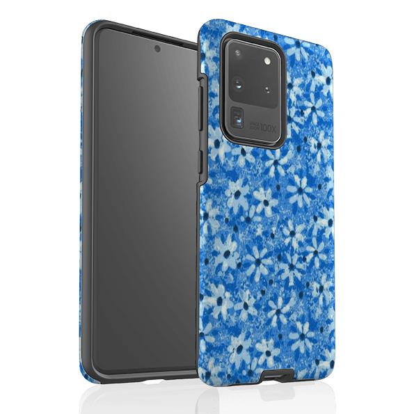 Samsung phone case-Windowbox Blue By Sarah Campbell-Product Details Raised bevel to protect screen from scratches. Impact resistant polycarbonate shell and shock absorbing inner TPU liner. Secure fit with design wrapping around side of the case and full access to ports. Compatible with Qi-standard wireless charging. Thickness 1/8 inch (3mm), weight 30g. Compatibility See drop down menu for options, please select the right case as we print to order.-Stringberry