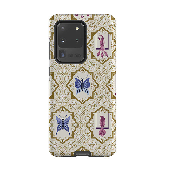 Samsung phone case-Wingframes Ivory By Jenny Zemanek-Product Details Raised bevel to protect screen from scratches. Impact resistant polycarbonate shell and shock absorbing inner TPU liner. Secure fit with design wrapping around side of the case and full access to ports. Compatible with Qi-standard wireless charging. Thickness 1/8 inch (3mm), weight 30g. Compatibility See drop down menu for options, please select the right case as we print to order.-Stringberry