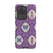 Samsung phone case-Wingframes Med Purple By Jenny Zemanek-Product Details Raised bevel to protect screen from scratches. Impact resistant polycarbonate shell and shock absorbing inner TPU liner. Secure fit with design wrapping around side of the case and full access to ports. Compatible with Qi-standard wireless charging. Thickness 1/8 inch (3mm), weight 30g. Compatibility See drop down menu for options, please select the right case as we print to order.-Stringberry