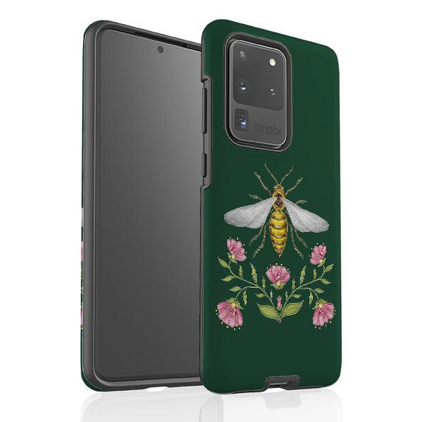 Samsung phone case-Wings Of Freedom Emerald By Catherine Rowe-Product Details Raised bevel to protect screen from scratches. Impact resistant polycarbonate shell and shock absorbing inner TPU liner. Secure fit with design wrapping around side of the case and full access to ports. Compatible with Qi-standard wireless charging. Thickness 1/8 inch (3mm), weight 30g. Compatibility See drop down menu for options, please select the right case as we print to order.-Stringberry