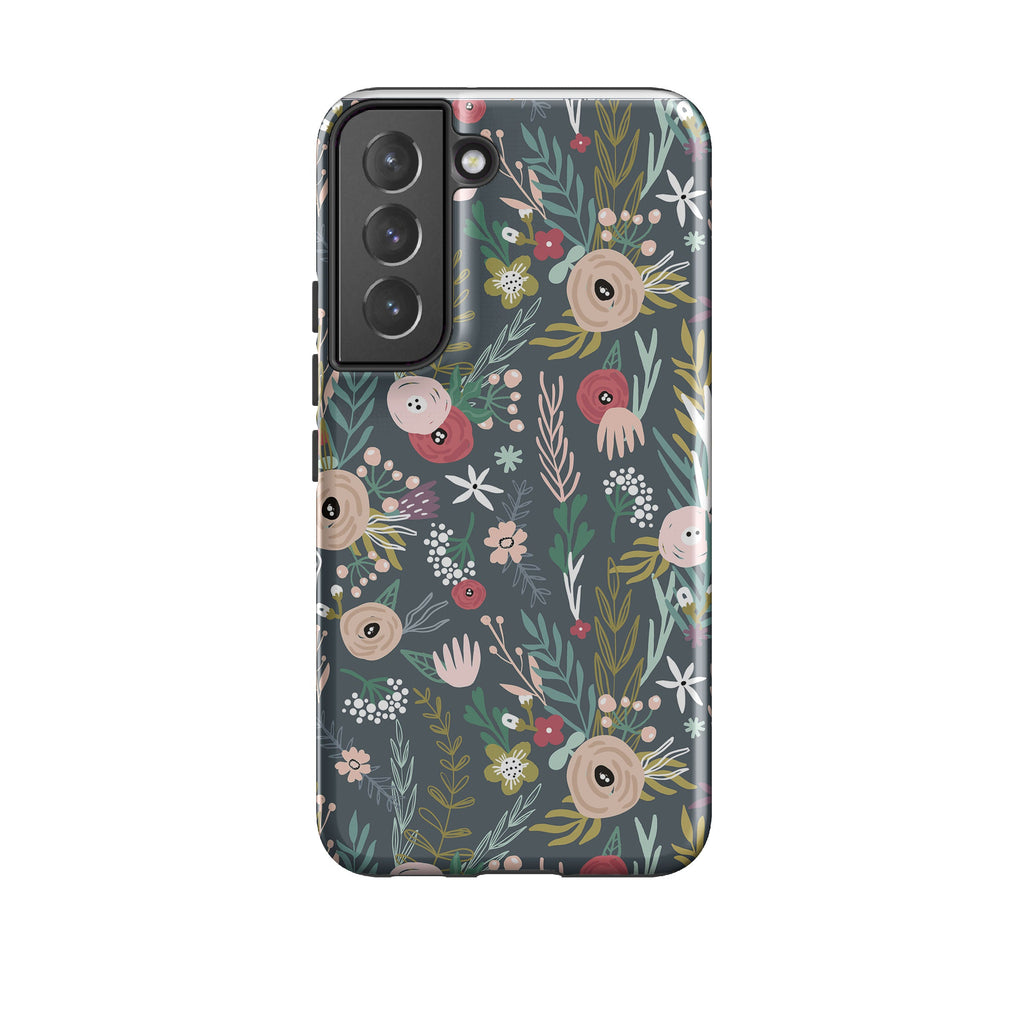 Samsung phone case-Winter Scandi Floral-Product Details Raised bevel to protect screen from scratches. Impact resistant polycarbonate shell and shock absorbing inner TPU liner. Secure fit with design wrapping around side of the case and full access to ports. Compatible with Qi-standard wireless charging. Thickness 1/8 inch (3mm), weight 30g. Compatibility See drop down menu for options, please select the right case as we print to order.-Stringberry
