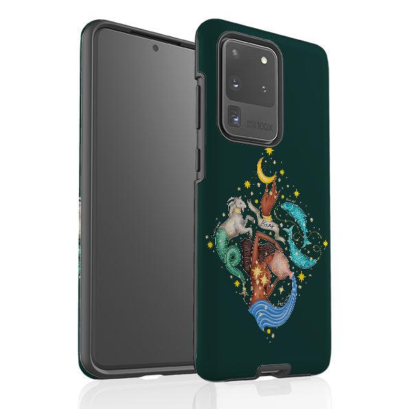 Samsung phone case-Winter Zodiac By Catherine Rowe-Product Details Raised bevel to protect screen from scratches. Impact resistant polycarbonate shell and shock absorbing inner TPU liner. Secure fit with design wrapping around side of the case and full access to ports. Compatible with Qi-standard wireless charging. Thickness 1/8 inch (3mm), weight 30g. Compatibility See drop down menu for options, please select the right case as we print to order.-Stringberry