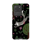Samsung phone case-Wolf In Trees By Bex Parkin-Product Details Raised bevel to protect screen from scratches. Impact resistant polycarbonate shell and shock absorbing inner TPU liner. Secure fit with design wrapping around side of the case and full access to ports. Compatible with Qi-standard wireless charging. Thickness 1/8 inch (3mm), weight 30g. Compatibility See drop down menu for options, please select the right case as we print to order.-Stringberry