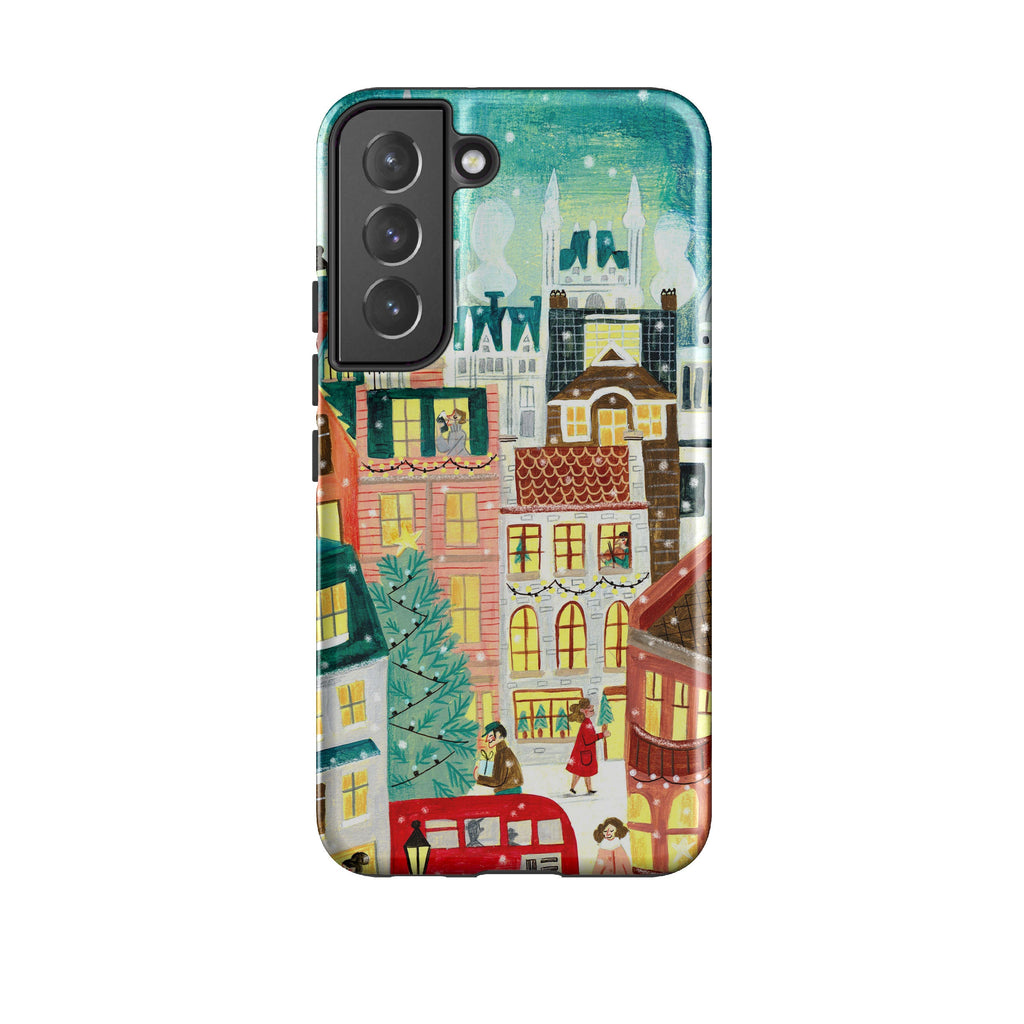 Samsung phone case-Xmas In London By Caroline Bonne Muller-Product Details Raised bevel to protect screen from scratches. Impact resistant polycarbonate shell and shock absorbing inner TPU liner. Secure fit with design wrapping around side of the case and full access to ports. Compatible with Qi-standard wireless charging. Thickness 1/8 inch (3mm), weight 30g. Compatibility See drop down menu for options, please select the right case as we print to order.-Stringberry