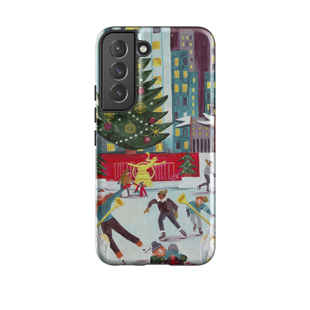 Samsung phone case-Xmas In New York By Caroline Bonne Muller-Product Details Raised bevel to protect screen from scratches. Impact resistant polycarbonate shell and shock absorbing inner TPU liner. Secure fit with design wrapping around side of the case and full access to ports. Compatible with Qi-standard wireless charging. Thickness 1/8 inch (3mm), weight 30g. Compatibility See drop down menu for options, please select the right case as we print to order.-Stringberry