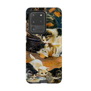 Samsung phone case-A Frolicsome Family By Heritage-Product Details Raised bevel to protect screen from scratches. Impact resistant polycarbonate shell and shock absorbing inner TPU liner. Secure fit with design wrapping around side of the case and full access to ports. Compatible with Qi-standard wireless charging. Thickness 1/8 inch (3mm), weight 30g. Compatibility See drop down menu for options, please select the right case as we print to order.-Stringberry