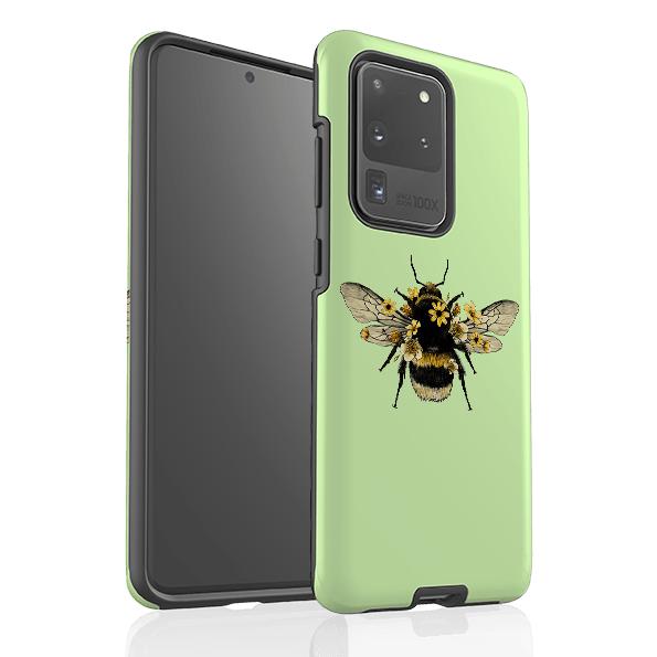 Samsung phone case-Bee I Mint-Product Details Raised bevel to protect screen from scratches. Impact resistant polycarbonate shell and shock absorbing inner TPU liner. Secure fit with design wrapping around side of the case and full access to ports. Compatible with Qi-standard wireless charging. Thickness 1/8 inch (3mm), weight 30g. Compatibility See drop down menu for options, please select the right case as we print to order.-Stringberry