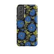 Samsung Tough Case - Blue Flowers Black By Catherine Rowe