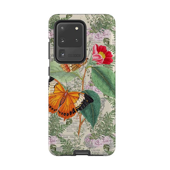 Custodia Samsung-Butterfly Stories-Dettagli: Bordo rialzato per schermo da graffi,guscio policarbonato resistente,fodera TPU antiurto,adattamento sicuro,accesso porte completo,ricarica Qi compatibile. Spessore 1/8 pollice (3mm), peso 30g. Compatibilità: scegli dal menu su ordinazione.-Stringberry