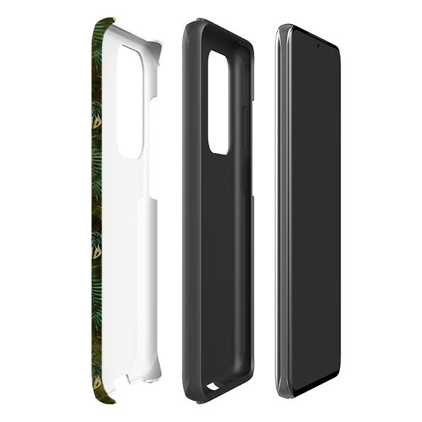 Samsung Handyhülle - Feather Greens -: Schützt Bildschirm vor Kratzern, stoßfeste Polycarbonathülle + stoßabsorbierender TPU-Einsatz, passgenaue Passform mit vollem Zugriff auf Anschlüsse, kompatibel mit Qi-Induktionsladung, 1/8 Zoll (3mm), 30g. Kompatibilität siehe Dropdown-Menü, wählen Sie passende Hülle – wir drucken nach Bestellung. -Stringberry