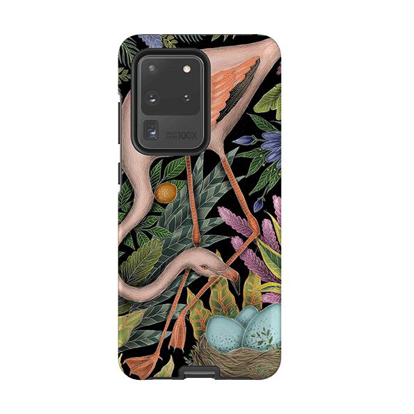 Samsung phone case-Flamingo By Catherine Rowe-Product Details Raised bevel to protect screen from scratches. Impact resistant polycarbonate shell and shock absorbing inner TPU liner. Secure fit with design wrapping around side of the case and full access to ports. Compatible with Qi-standard wireless charging. Thickness 1/8 inch (3mm), weight 30g. Compatibility See drop down menu for options, please select the right case as we print to order.-Stringberry