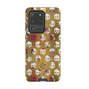 Samsung Handyhülle-G Skull-Produktdetails: Erhabene Abschrägung schützt den Bildschirm vor Kratzern. Stoßfeste Polycarbonat-Schale und stoßabsorbierender TPU-Liner. Sichere Passform, die die Seite der Hülle umschließt, volle Zugang zu Anschlüssen. Kompatibel mit Qi-Kabelladen. Dicke 1/8 Zoll (3mm), Gewicht 30g. Kompatibilität: Siehe Dropdown-Menü, wählen Sie passende Hülle, da wir nach Bestellung drucken. Stringberry