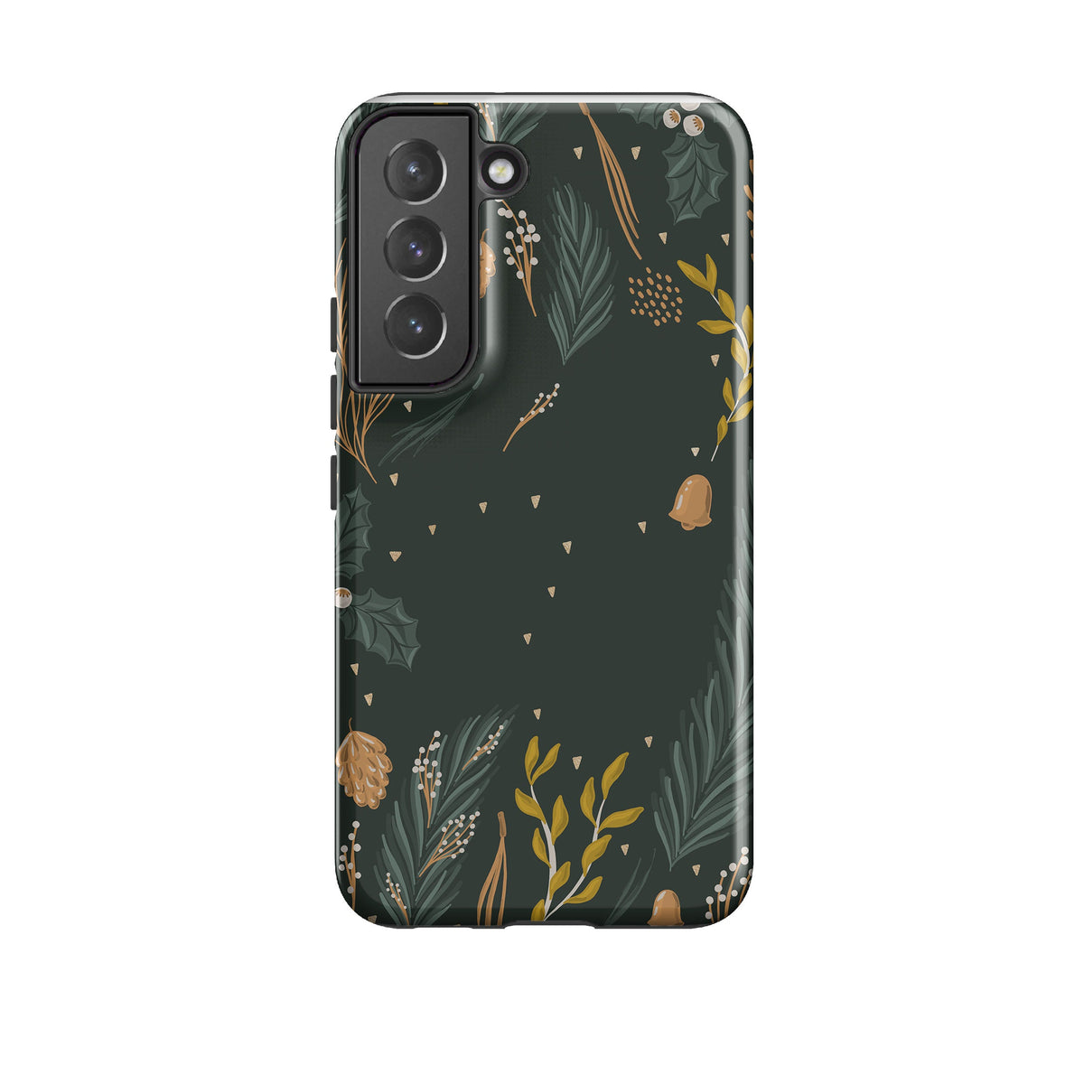 Samsung phone case-Good Tidings-Product Details Raised bevel to protect screen from scratches. Impact resistant polycarbonate shell and shock absorbing inner TPU liner. Secure fit with design wrapping around side of the case and full access to ports. Compatible with Qi-standard wireless charging. Thickness 1/8 inch (3mm), weight 30g. Compatibility See drop down menu for options, please select the right case as we print to order.-Stringberry