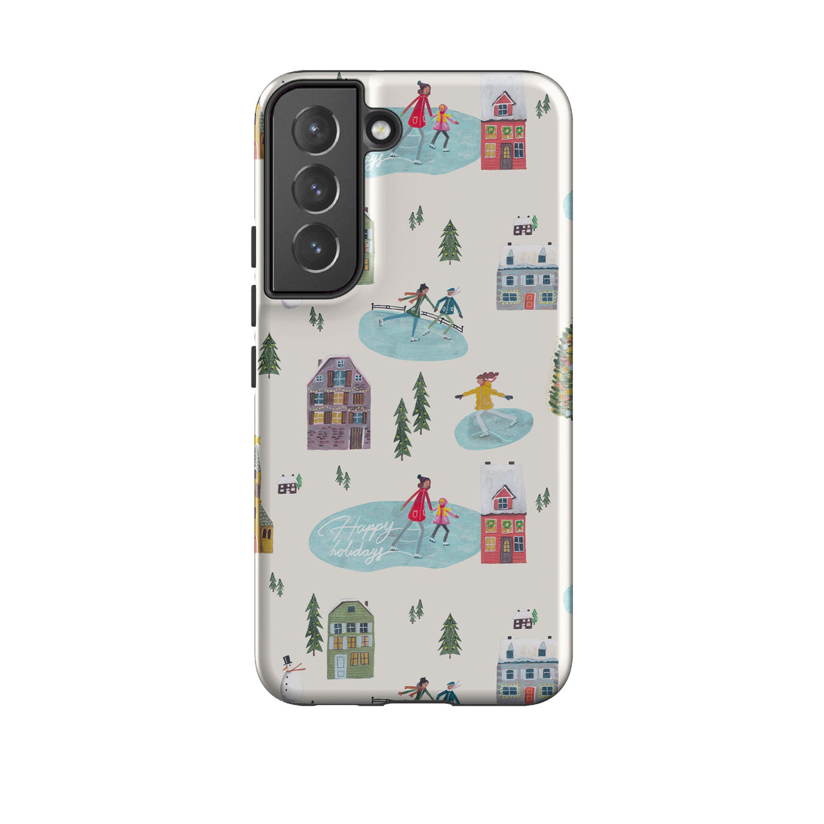 Samsung phone case-Happy Holidays By Caroline Bonne Muller-Product Details Raised bevel to protect screen from scratches. Impact resistant polycarbonate shell and shock absorbing inner TPU liner. Secure fit with design wrapping around side of the case and full access to ports. Compatible with Qi-standard wireless charging. Thickness 1/8 inch (3mm), weight 30g. Compatibility See drop down menu for options, please select the right case as we print to order.-Stringberry