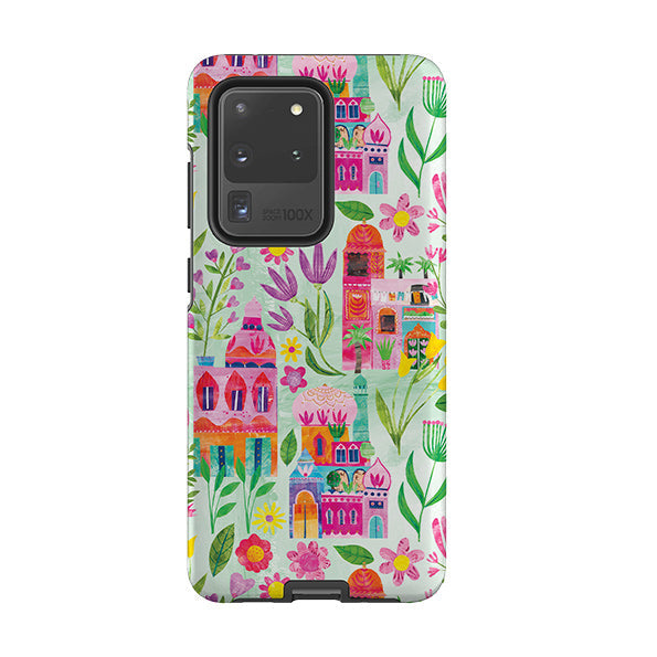 Samsung phone case-Indian Summer Pale By Tracey English-Product Details Raised bevel to protect screen from scratches. Impact resistant polycarbonate shell and shock absorbing inner TPU liner. Secure fit with design wrapping around side of the case and full access to ports. Compatible with Qi-standard wireless charging. Thickness 1/8 inch (3mm), weight 30g. Compatibility See drop down menu for options, please select the right case as we print to order.-Stringberry
