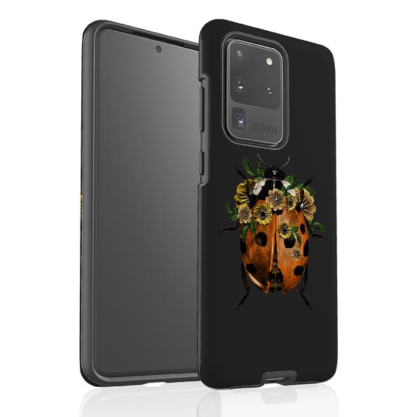 Samsung phone case-Ladybug Dark-Product Details Raised bevel to protect screen from scratches. Impact resistant polycarbonate shell and shock absorbing inner TPU liner. Secure fit with design wrapping around side of the case and full access to ports. Compatible with Qi-standard wireless charging. Thickness 1/8 inch (3mm), weight 30g. Compatibility See drop down menu for options, please select the right case as we print to order.-Stringberry