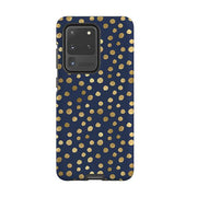 Samsung phone case-Navy Polka-Product Details Raised bevel to protect screen from scratches. Impact resistant polycarbonate shell and shock absorbing inner TPU liner. Secure fit with design wrapping around side of the case and full access to ports. Compatible with Qi-standard wireless charging. Thickness 1/8 inch (3mm), weight 30g. Compatibility See drop down menu for options, please select the right case as we print to order.-Stringberry