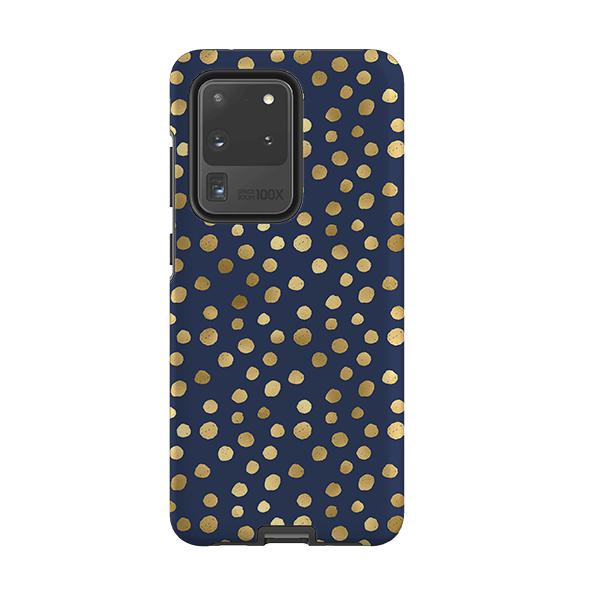 Samsung phone case-Navy Polka-Product Details Raised bevel to protect screen from scratches. Impact resistant polycarbonate shell and shock absorbing inner TPU liner. Secure fit with design wrapping around side of the case and full access to ports. Compatible with Qi-standard wireless charging. Thickness 1/8 inch (3mm), weight 30g. Compatibility See drop down menu for options, please select the right case as we print to order.-Stringberry
