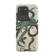 Samsung phone case-Octopus Girl By Katherine Quinn-Product Details Raised bevel to protect screen from scratches. Impact resistant polycarbonate shell and shock absorbing inner TPU liner. Secure fit with design wrapping around side of the case and full access to ports. Compatible with Qi-standard wireless charging. Thickness 1/8 inch (3mm), weight 30g. Compatibility See drop down menu for options, please select the right case as we print to order.-Stringberry