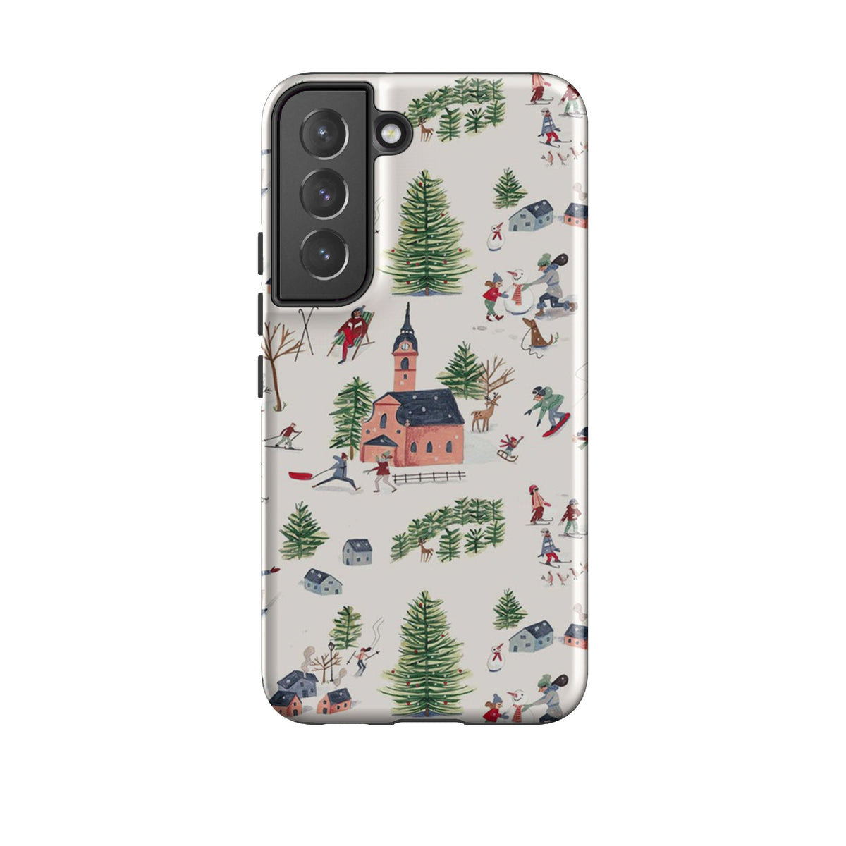 Samsung phone case-Skiing By Caroline Bonne Muller-Product Details Raised bevel to protect screen from scratches. Impact resistant polycarbonate shell and shock absorbing inner TPU liner. Secure fit with design wrapping around side of the case and full access to ports. Compatible with Qi-standard wireless charging. Thickness 1/8 inch (3mm), weight 30g. Compatibility See drop down menu for options, please select the right case as we print to order.-Stringberry