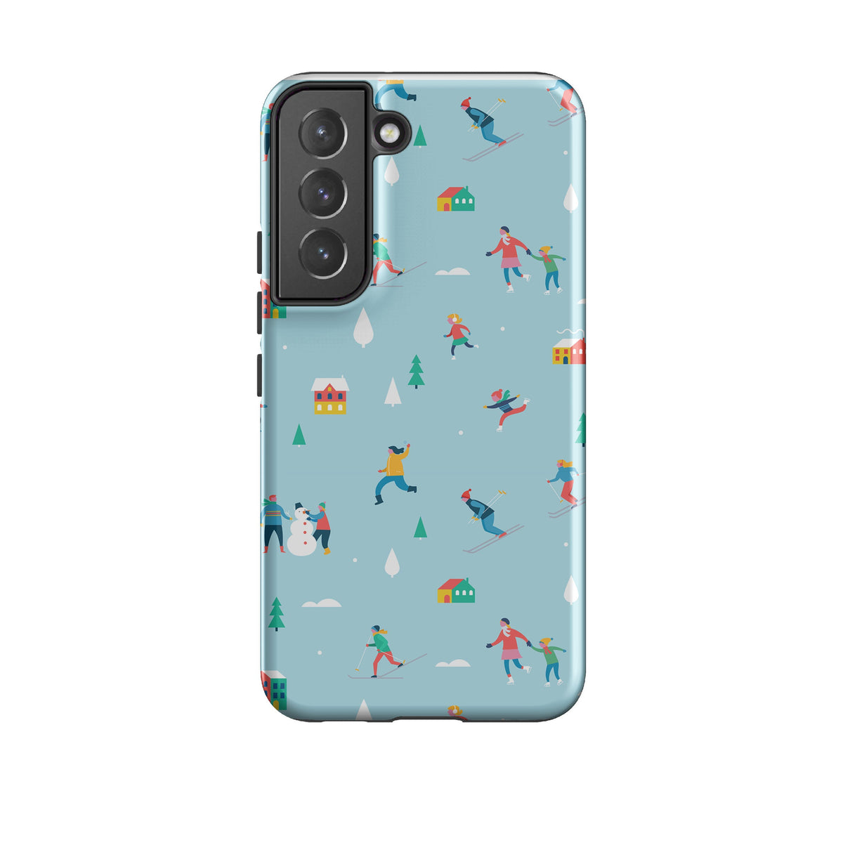 Samsung phone case-Winter Fun-Product Details Raised bevel to protect screen from scratches. Impact resistant polycarbonate shell and shock absorbing inner TPU liner. Secure fit with design wrapping around side of the case and full access to ports. Compatible with Qi-standard wireless charging. Thickness 1/8 inch (3mm), weight 30g. Compatibility See drop down menu for options, please select the right case as we print to order.-Stringberry