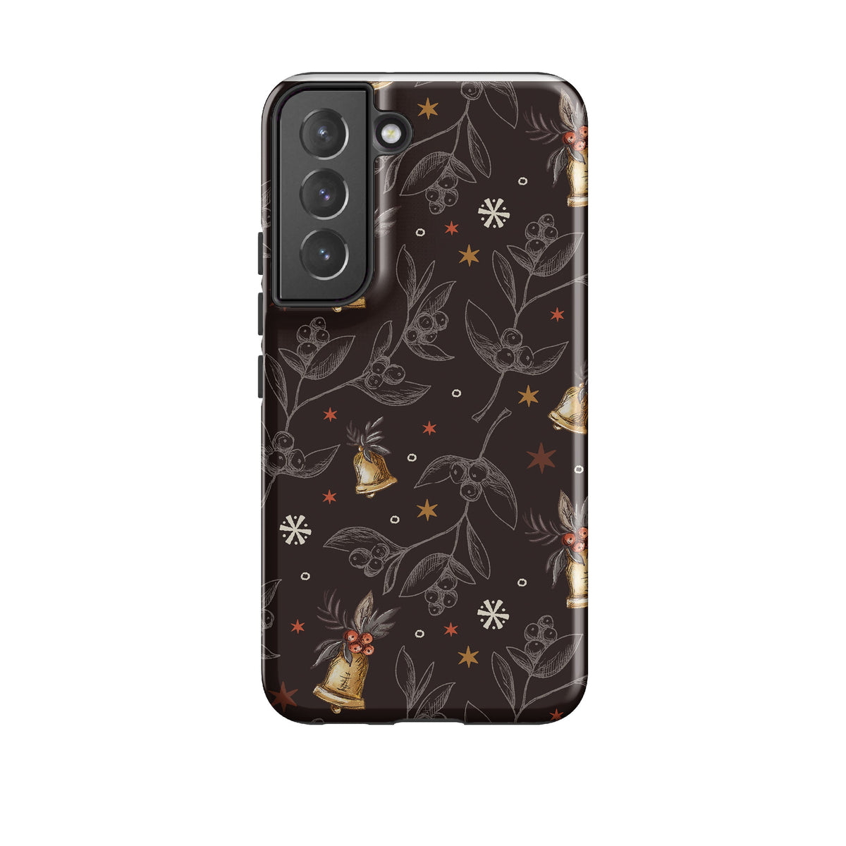 Samsung phone case-Xmas Bells-Product Details Raised bevel to protect screen from scratches. Impact resistant polycarbonate shell and shock absorbing inner TPU liner. Secure fit with design wrapping around side of the case and full access to ports. Compatible with Qi-standard wireless charging. Thickness 1/8 inch (3mm), weight 30g. Compatibility See drop down menu for options, please select the right case as we print to order.-Stringberry