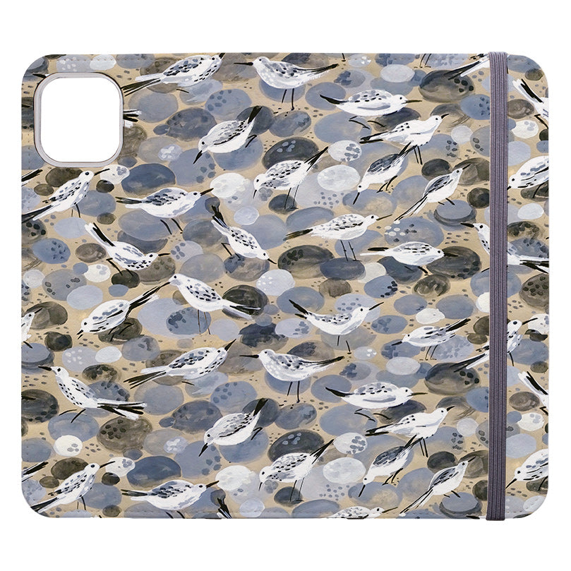 Wallet phone case-Sandpiper By Sarah Campbell-Vegan Leather Wallet Case Vegan leather. 3 slots for cards Fully printed exterior. Compatibility See drop down menu for options, please select the right case as we print to order.-Stringberry