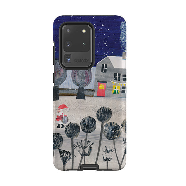 Samsung phone case-Santa By Tracey English-Product Details Raised bevel to protect screen from scratches. Impact resistant polycarbonate shell and shock absorbing inner TPU liner. Secure fit with design wrapping around side of the case and full access to ports. Compatible with Qi-standard wireless charging. Thickness 1/8 inch (3mm), weight 30g. Compatibility See drop down menu for options, please select the right case as we print to order.-Stringberry