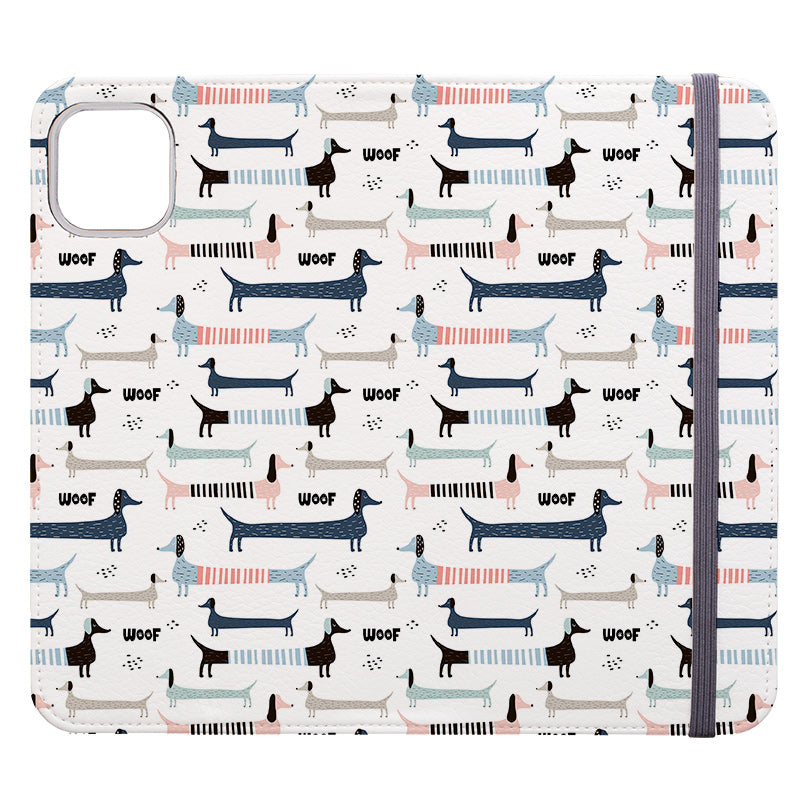 Wallet phone case-Sausage Dog-Vegan Leather Wallet Case Vegan leather. 3 slots for cards Fully printed exterior. Compatibility See drop down menu for options, please select the right case as we print to order.-Stringberry