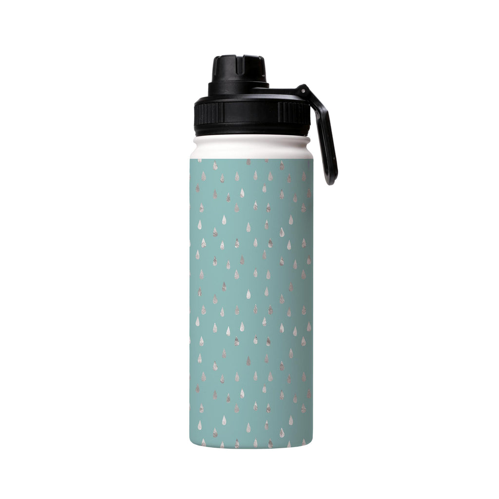 Water Bottles-Silver Drops Green Insulated Stainless Steel Water Bottle-18oz (530ml)-Sport cap-Insulated Steel Water Bottle Our insulated stainless steel bottle comes in 3 sizes- Small 12oz (350ml), Medium 18oz (530ml) and Large 32oz (945ml) . It comes with a leak proof cap Keeps water cool for 24 hours Also keeps things warm for up to 12 hours Choice of 3 lids ( Sport Cap, Handle Cap, Flip Cap ) for easy carrying Dishwasher Friendly Lightweight, durable and easy to carry Reusable, so it's safe 