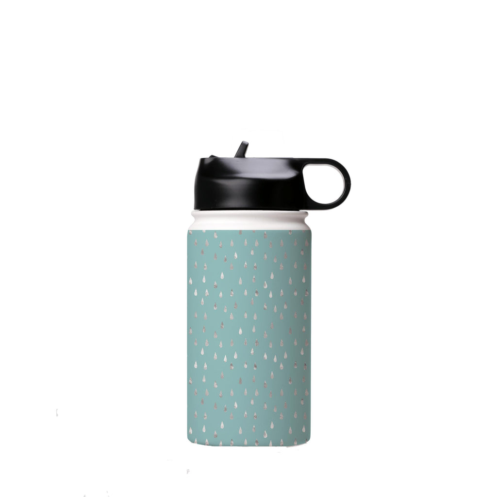 Water Bottles-Silver Drops Green Insulated Stainless Steel Water Bottle-12oz (350ml)-Flip cap-Insulated Steel Water Bottle Our insulated stainless steel bottle comes in 3 sizes- Small 12oz (350ml), Medium 18oz (530ml) and Large 32oz (945ml) . It comes with a leak proof cap Keeps water cool for 24 hours Also keeps things warm for up to 12 hours Choice of 3 lids ( Sport Cap, Handle Cap, Flip Cap ) for easy carrying Dishwasher Friendly Lightweight, durable and easy to carry Reusable, so it's safe f