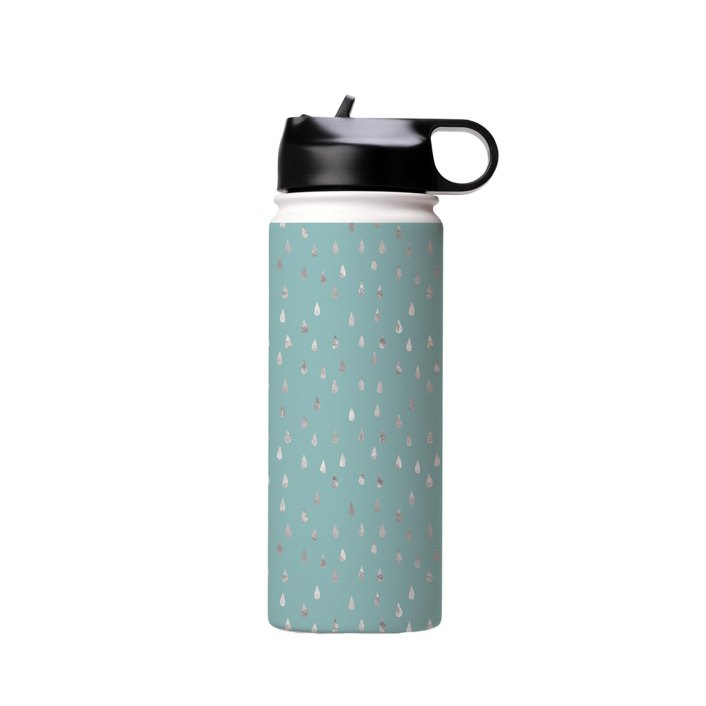 Water Bottles-Silver Drops Green Insulated Stainless Steel Water Bottle-18oz (530ml)-Flip cap-Insulated Steel Water Bottle Our insulated stainless steel bottle comes in 3 sizes- Small 12oz (350ml), Medium 18oz (530ml) and Large 32oz (945ml) . It comes with a leak proof cap Keeps water cool for 24 hours Also keeps things warm for up to 12 hours Choice of 3 lids ( Sport Cap, Handle Cap, Flip Cap ) for easy carrying Dishwasher Friendly Lightweight, durable and easy to carry Reusable, so it's safe f