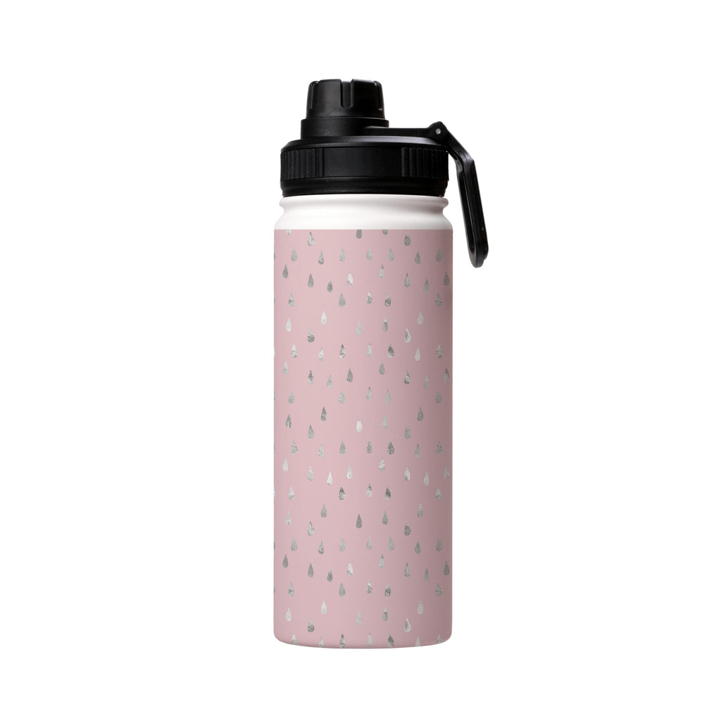 Water Bottles-Silver Drops Pink Insulated Stainless Steel Water Bottle-18oz (530ml)-Sport cap-Insulated Steel Water Bottle Our insulated stainless steel bottle comes in 3 sizes- Small 12oz (350ml), Medium 18oz (530ml) and Large 32oz (945ml) . It comes with a leak proof cap Keeps water cool for 24 hours Also keeps things warm for up to 12 hours Choice of 3 lids ( Sport Cap, Handle Cap, Flip Cap ) for easy carrying Dishwasher Friendly Lightweight, durable and easy to carry Reusable, so it's safe f