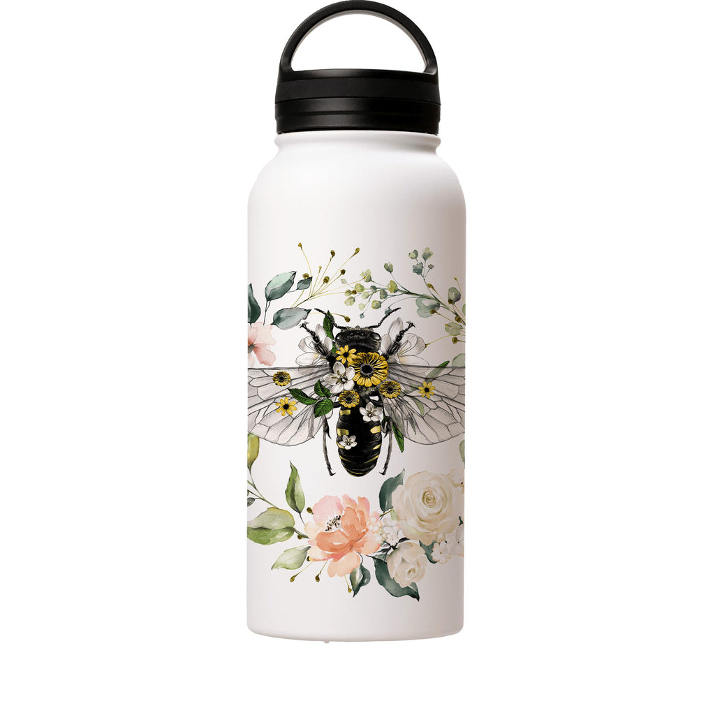 Water Bottles-Spring Bee Insulated Stainless Steel Water Bottle-32oz (945ml)-handle cap-Insulated Steel Water Bottle Our insulated stainless steel bottle comes in 3 sizes- Small 12oz (350ml), Medium 18oz (530ml) and Large 32oz (945ml) . It comes with a leak proof cap Keeps water cool for 24 hours Also keeps things warm for up to 12 hours Choice of 3 lids ( Sport Cap, Handle Cap, Flip Cap ) for easy carrying Dishwasher Friendly Lightweight, durable and easy to carry Reusable, so it's safe for the