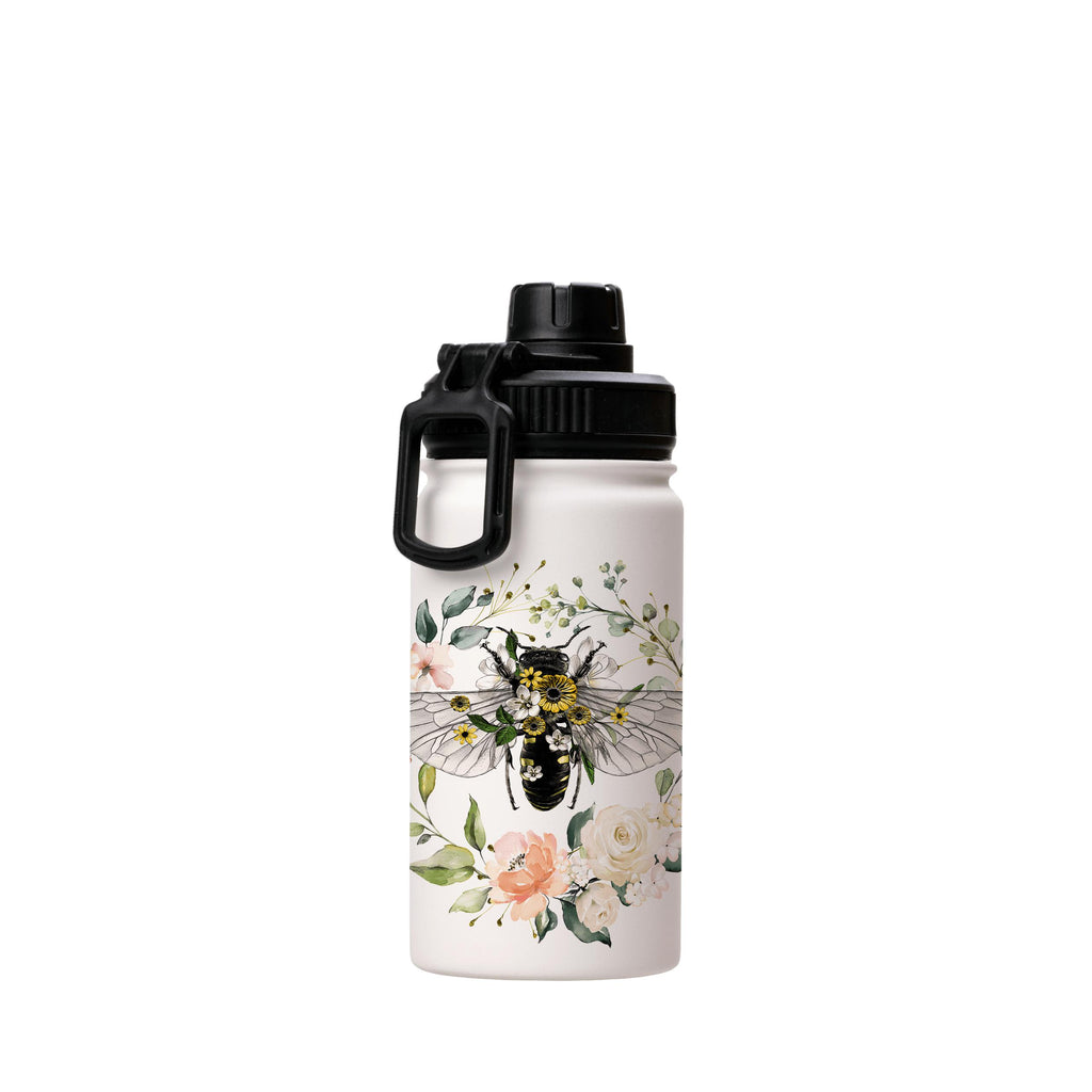 Water Bottles-Spring Bee Insulated Stainless Steel Water Bottle-12oz (350ml)-Sport cap-Insulated Steel Water Bottle Our insulated stainless steel bottle comes in 3 sizes- Small 12oz (350ml), Medium 18oz (530ml) and Large 32oz (945ml) . It comes with a leak proof cap Keeps water cool for 24 hours Also keeps things warm for up to 12 hours Choice of 3 lids ( Sport Cap, Handle Cap, Flip Cap ) for easy carrying Dishwasher Friendly Lightweight, durable and easy to carry Reusable, so it's safe for the 