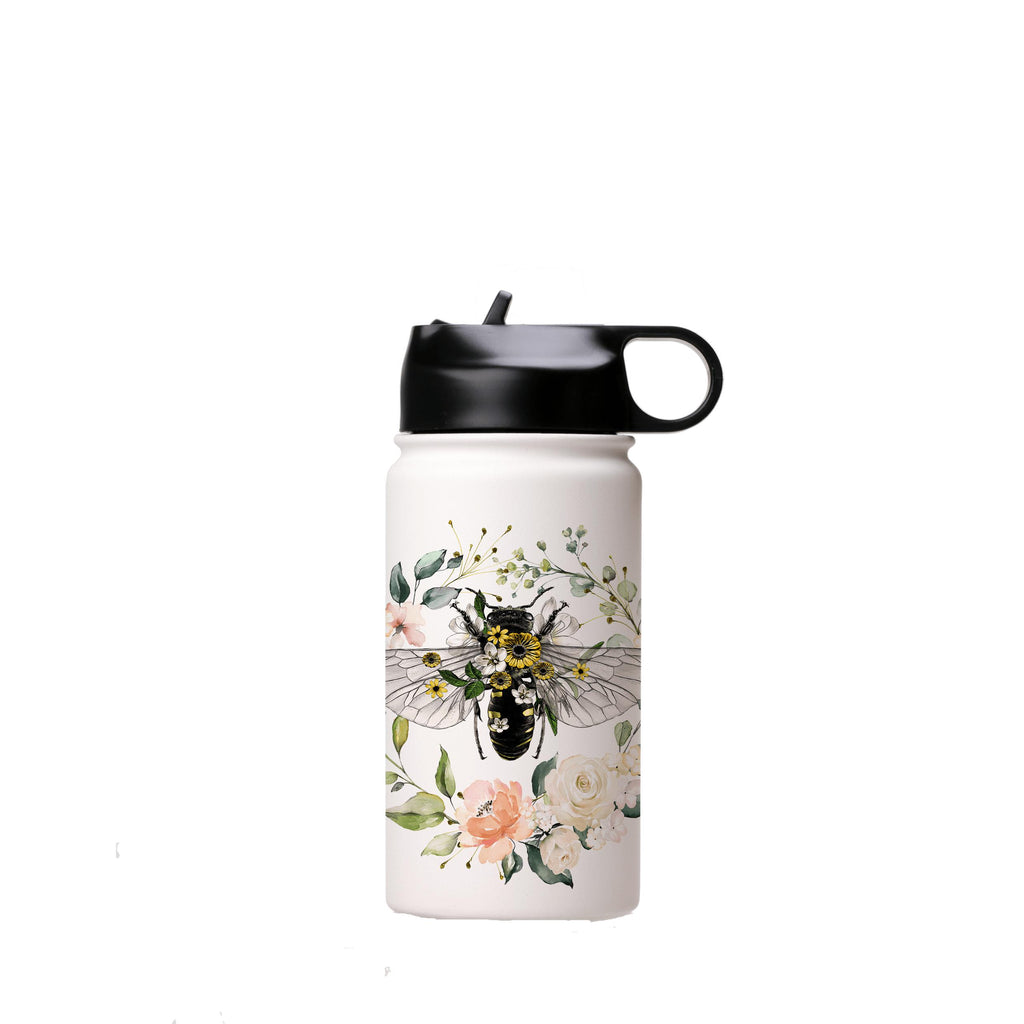 Water Bottles-Spring Bee Insulated Stainless Steel Water Bottle-12oz (350ml)-Flip cap-Insulated Steel Water Bottle Our insulated stainless steel bottle comes in 3 sizes- Small 12oz (350ml), Medium 18oz (530ml) and Large 32oz (945ml) . It comes with a leak proof cap Keeps water cool for 24 hours Also keeps things warm for up to 12 hours Choice of 3 lids ( Sport Cap, Handle Cap, Flip Cap ) for easy carrying Dishwasher Friendly Lightweight, durable and easy to carry Reusable, so it's safe for the p