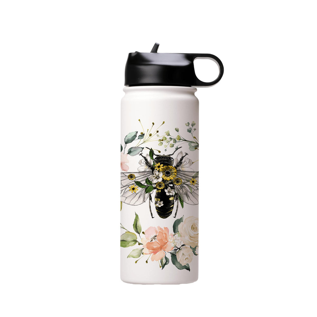 Water Bottles-Spring Bee Insulated Stainless Steel Water Bottle-18oz (530ml)-Flip cap-Insulated Steel Water Bottle Our insulated stainless steel bottle comes in 3 sizes- Small 12oz (350ml), Medium 18oz (530ml) and Large 32oz (945ml) . It comes with a leak proof cap Keeps water cool for 24 hours Also keeps things warm for up to 12 hours Choice of 3 lids ( Sport Cap, Handle Cap, Flip Cap ) for easy carrying Dishwasher Friendly Lightweight, durable and easy to carry Reusable, so it's safe for the p