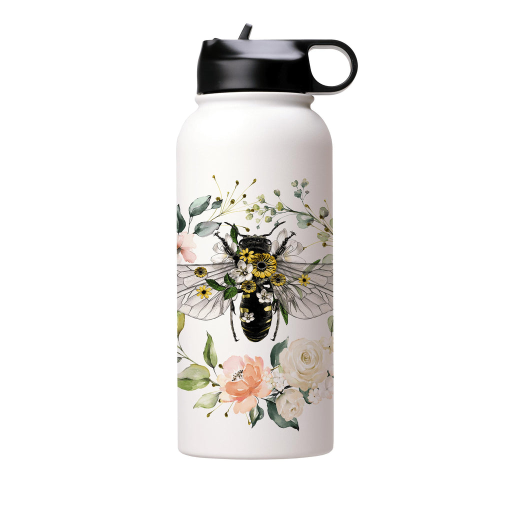 Water Bottles-Spring Bee Insulated Stainless Steel Water Bottle-32oz (945ml)-Flip cap-Insulated Steel Water Bottle Our insulated stainless steel bottle comes in 3 sizes- Small 12oz (350ml), Medium 18oz (530ml) and Large 32oz (945ml) . It comes with a leak proof cap Keeps water cool for 24 hours Also keeps things warm for up to 12 hours Choice of 3 lids ( Sport Cap, Handle Cap, Flip Cap ) for easy carrying Dishwasher Friendly Lightweight, durable and easy to carry Reusable, so it's safe for the p