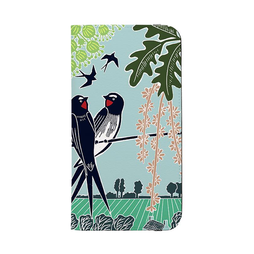 Wallet phone case-Swallows By Kate Heiss-Vegan Leather Wallet Case Vegan leather. 3 slots for cards Fully printed exterior. Compatibility See drop down menu for options, please select the right case as we print to order.-Stringberry