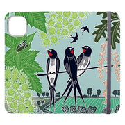 Wallet phone case-Swallows By Kate Heiss-Vegan Leather Wallet Case Vegan leather. 3 slots for cards Fully printed exterior. Compatibility See drop down menu for options, please select the right case as we print to order.-Stringberry