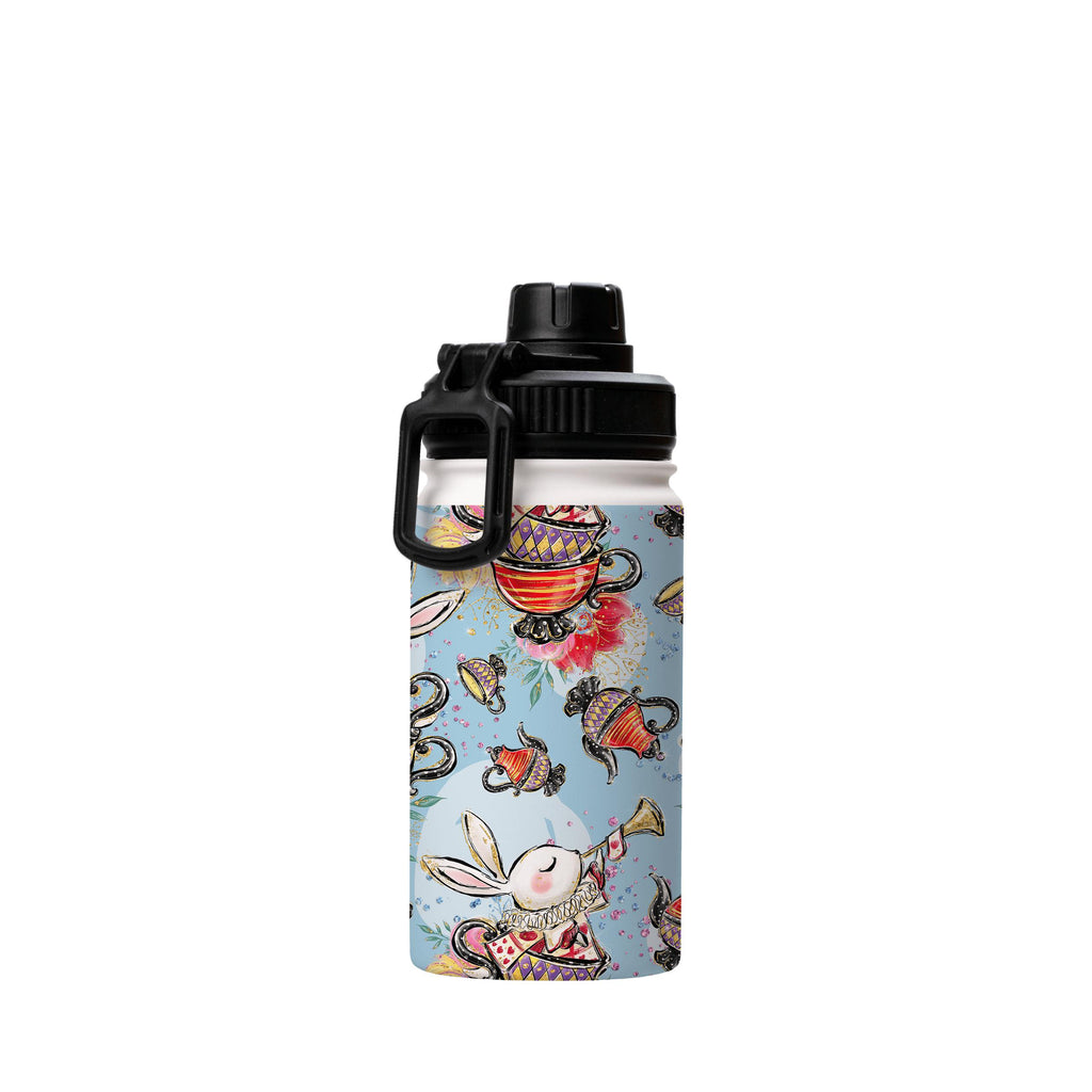 Water Bottles-Tea Party Insulated Stainless Steel Water Bottle-12oz (350ml)-Sport cap-Insulated Steel Water Bottle Our insulated stainless steel bottle comes in 3 sizes- Small 12oz (350ml), Medium 18oz (530ml) and Large 32oz (945ml) . It comes with a leak proof cap Keeps water cool for 24 hours Also keeps things warm for up to 12 hours Choice of 3 lids ( Sport Cap, Handle Cap, Flip Cap ) for easy carrying Dishwasher Friendly Lightweight, durable and easy to carry Reusable, so it's safe for the p