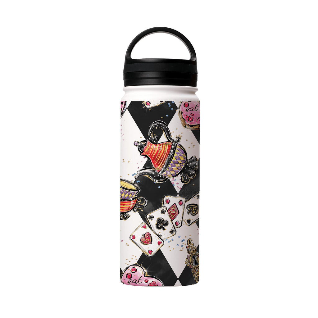 Water Bottles-Tea Pot Insulated Stainless Steel Water Bottle-18oz (530ml)-handle cap-Insulated Steel Water Bottle Our insulated stainless steel bottle comes in 3 sizes- Small 12oz (350ml), Medium 18oz (530ml) and Large 32oz (945ml) . It comes with a leak proof cap Keeps water cool for 24 hours Also keeps things warm for up to 12 hours Choice of 3 lids ( Sport Cap, Handle Cap, Flip Cap ) for easy carrying Dishwasher Friendly Lightweight, durable and easy to carry Reusable, so it's safe for the pl