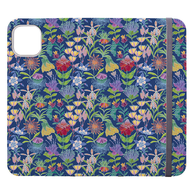 Wallet phone case-Tropic-3 By Natalie Pedetti Prack-Vegan Leather Wallet Case Vegan leather. 3 slots for cards Fully printed exterior. Compatibility See drop down menu for options, please select the right case as we print to order.-Stringberry