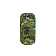 Vyne pattern phone stand featuring a green botanical print with dragonflies, flowers, and intricate paisley details.