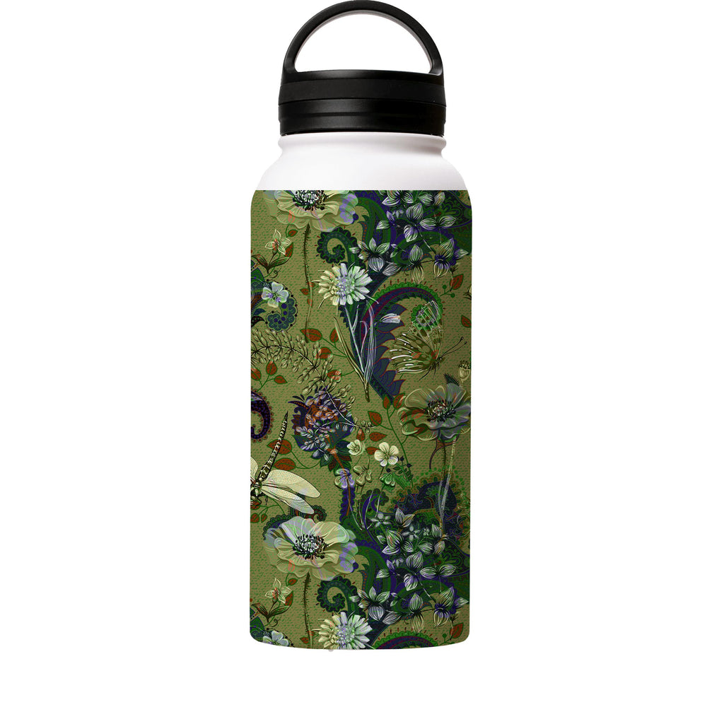 Water Bottles-Vyne Pattern Insulated Stainless Steel Water Bottle-32oz (945ml)-handle cap-Insulated Steel Water Bottle Our insulated stainless steel bottle comes in 3 sizes- Small 12oz (350ml), Medium 18oz (530ml) and Large 32oz (945ml) . It comes with a leak proof cap Keeps water cool for 24 hours Also keeps things warm for up to 12 hours Choice of 3 lids ( Sport Cap, Handle Cap, Flip Cap ) for easy carrying Dishwasher Friendly Lightweight, durable and easy to carry Reusable, so it's safe for t