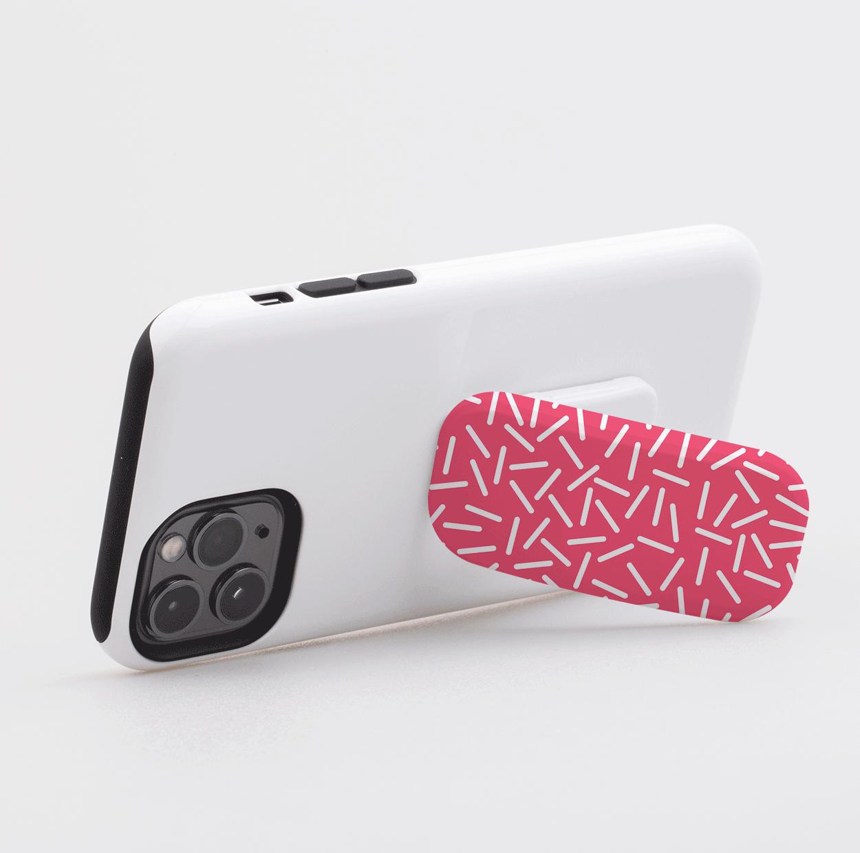 White Confetti Peach Phone Stand