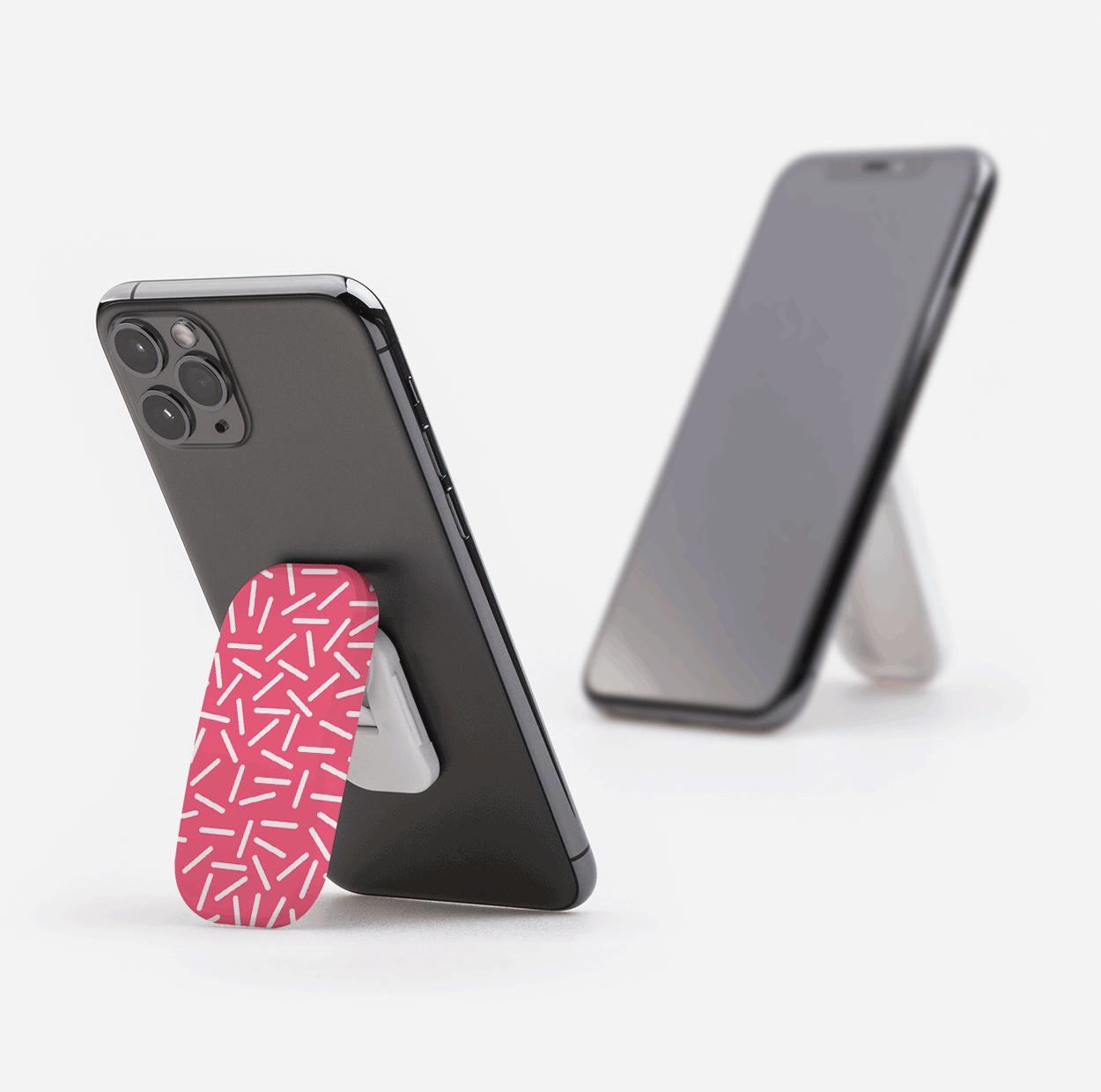 White Confetti Peach Phone Stand